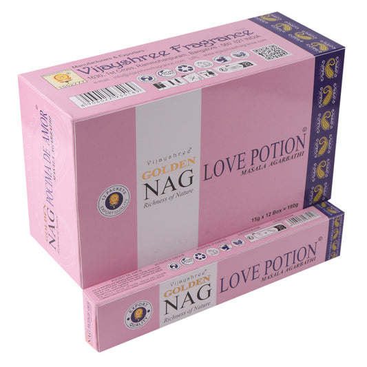 Love Potion Golden Nag Incense - Crystal Nest