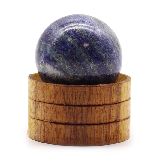 Afghan Lapis Lazuli Crystal Sphere with Wooden Stand - Crystal Nest