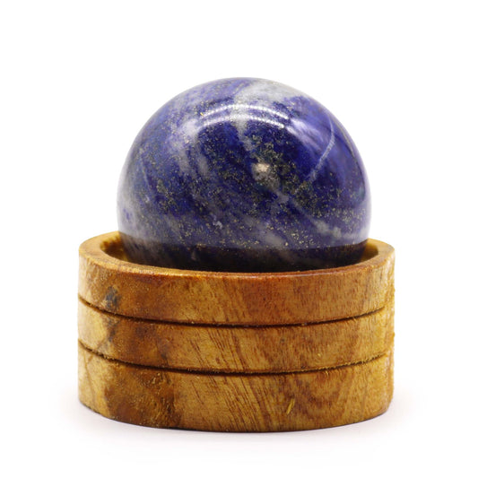 Afghan Lapis Lazuli Crystal Sphere with Wooden Stand - Crystal Nest