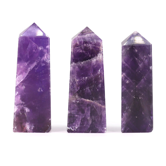 African Amethyst Obelisk Points | Calming Crystal Towers | Set of 3 - Crystal Nest