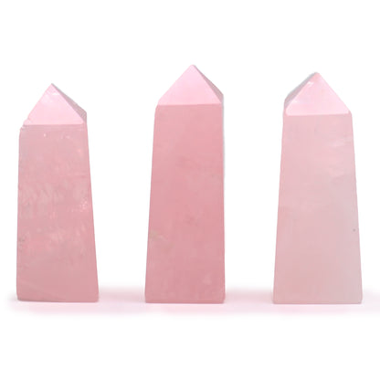 Rose Quartz Obelisk Points | Love, Healing & Self-Care Crystal Towers | Set of 3