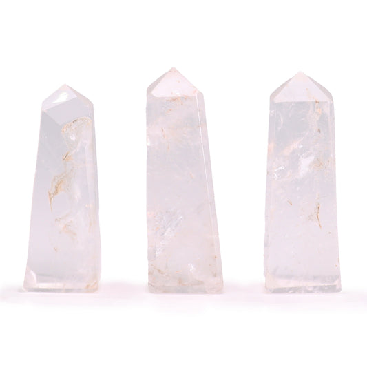 Clear Quartz Obelisk Points | Amplifying & Healing Crystal Towers | Set of 3 - Crystal Nest