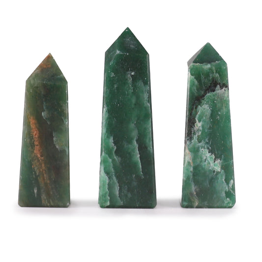 Indian Jade Obelisk Points | Harmony & Prosperity Crystal Towers | Set of 3 - Crystal Nest