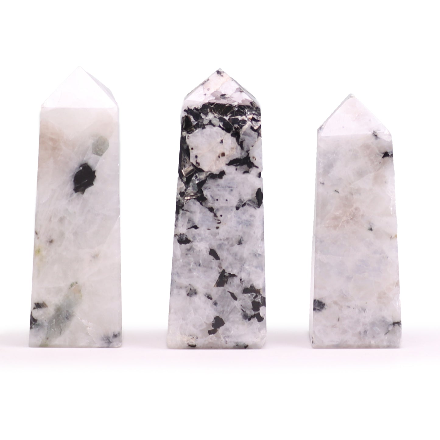 Moonstone Obelisk Points | Intuition & Wisdom Crystal Towers | Set of 3