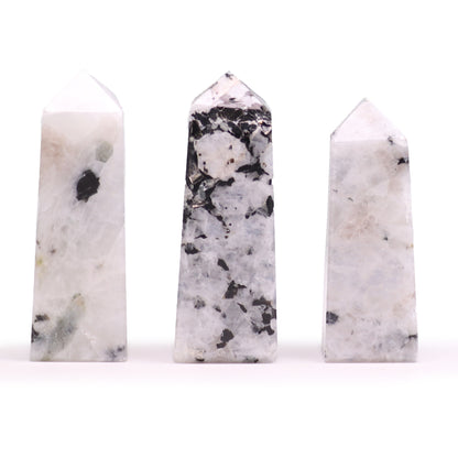 Moonstone Obelisk Points | Intuition & Wisdom Crystal Towers | Set of 3