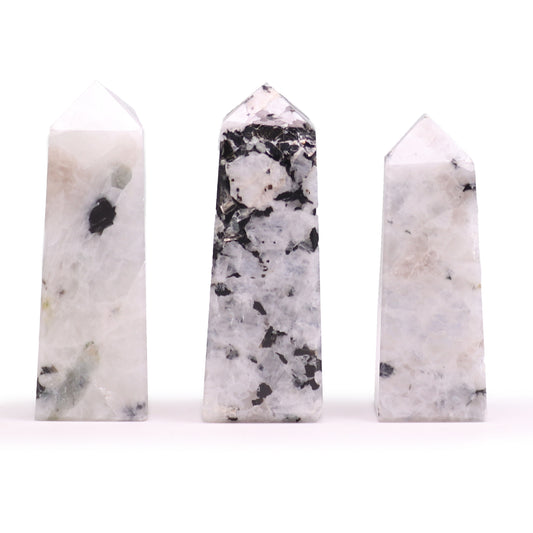 Moonstone Obelisk Points | Intuition & Wisdom Crystal Towers | Set of 3