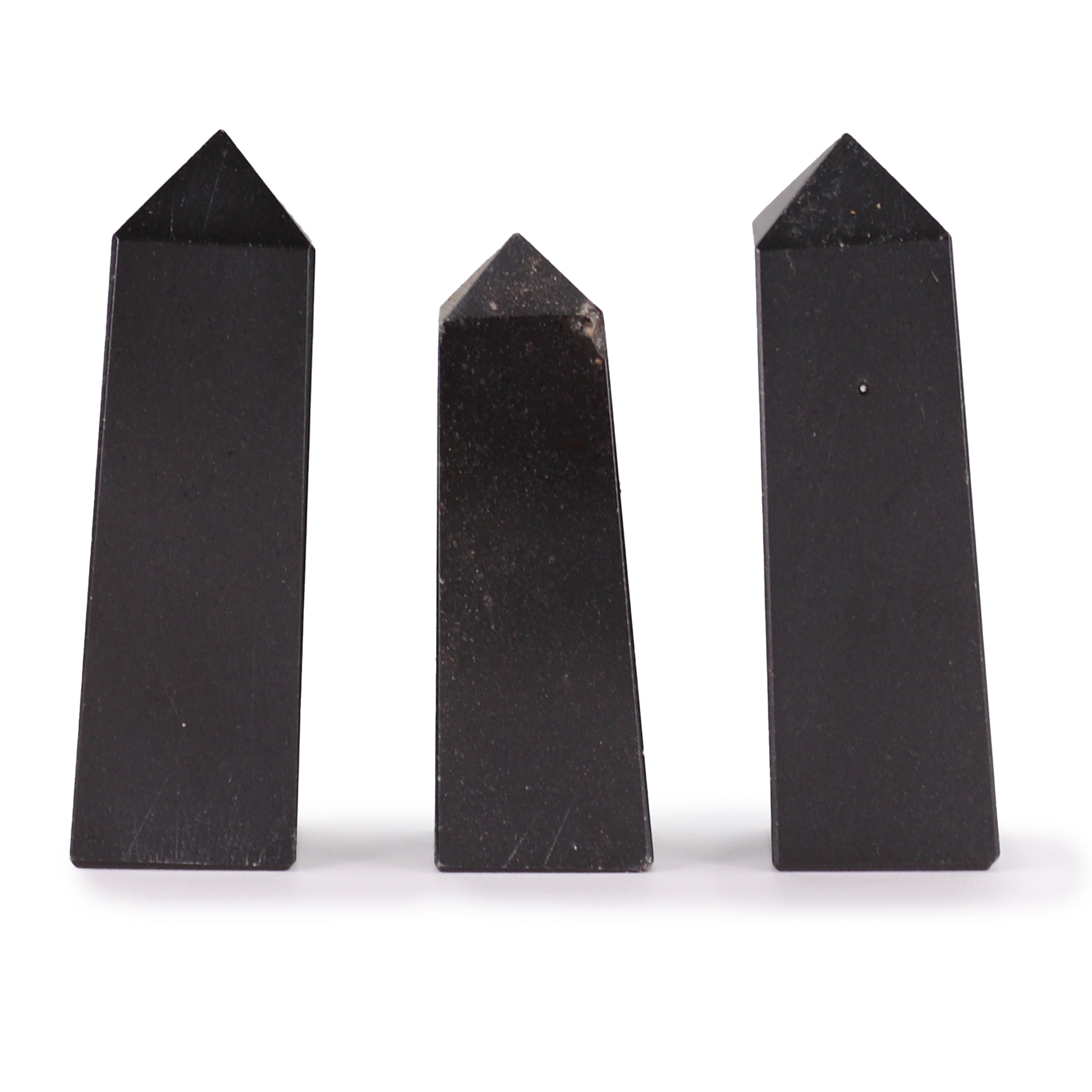 Black Tourmaline Obelisk Points | Protective Crystal Towers | Set of 3 - Crystal Nest