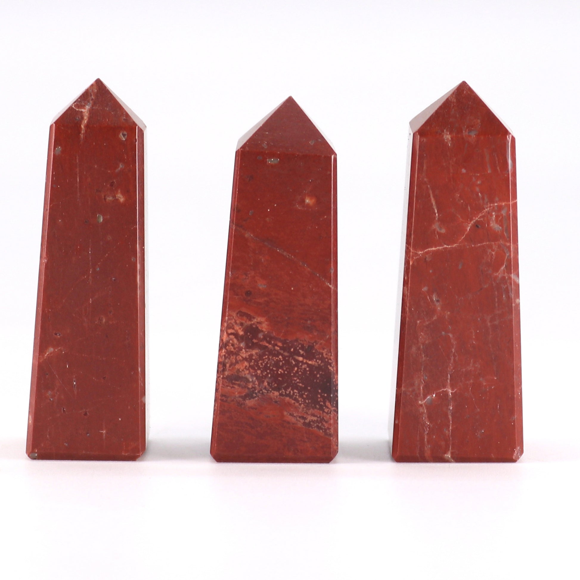 Red Jasper Obelisk Points | Strength & Stability Crystal Towers | Set of 3 - Crystal Nest