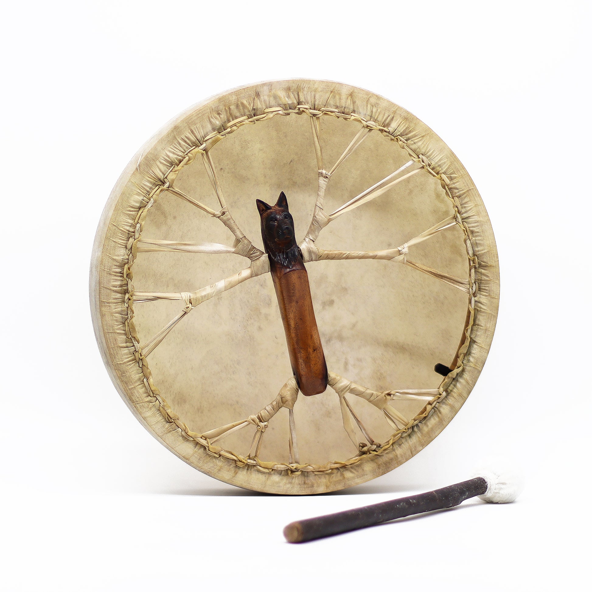 Spirit of the Wolf Shaman Drum | 40cm Tunable Frame Drum - Crystal Nest