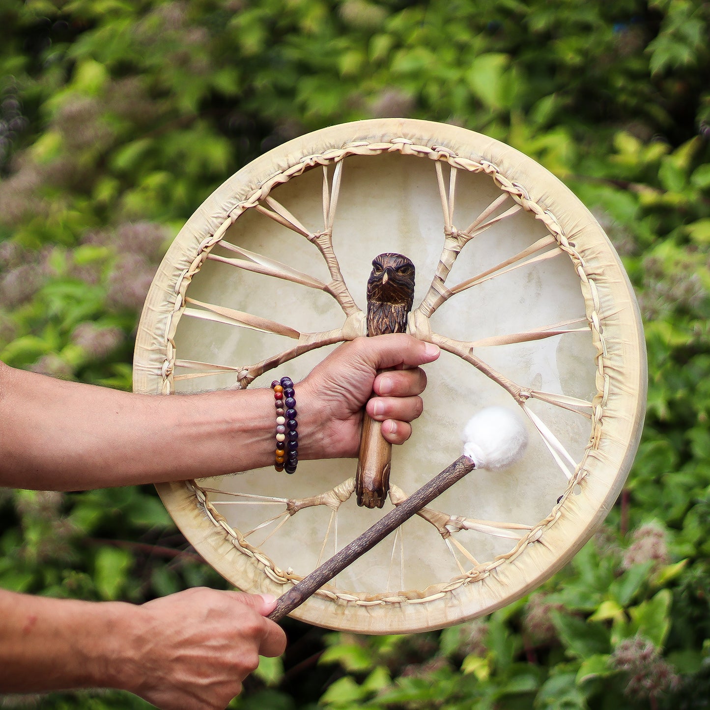 Spirit of the Eagle Shaman Drum | 40cm Tunable Frame Drum - Crystal Nest