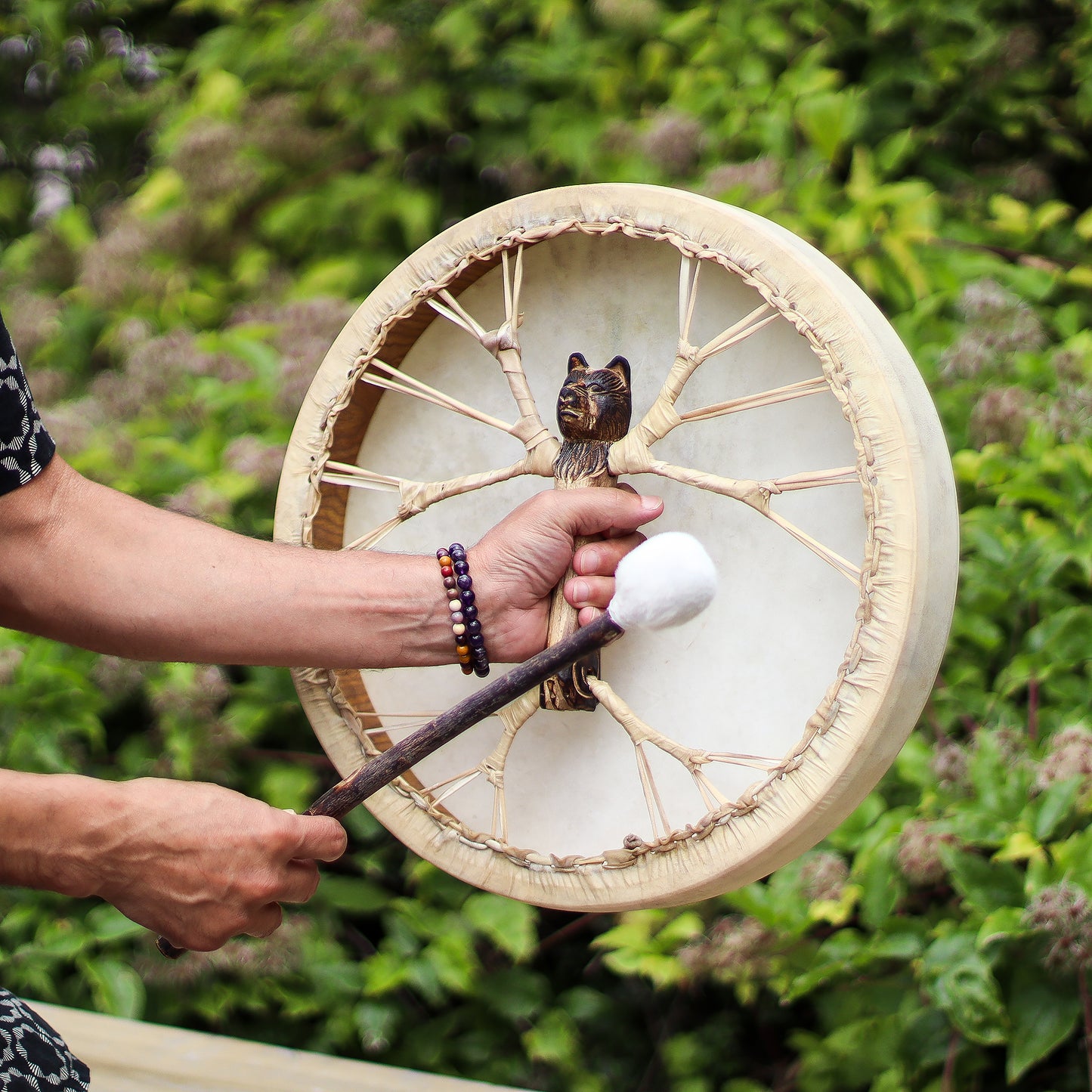 Spirit of the Bear Shaman Drum | 40cm Tunable Frame Drum - Crystal Nest