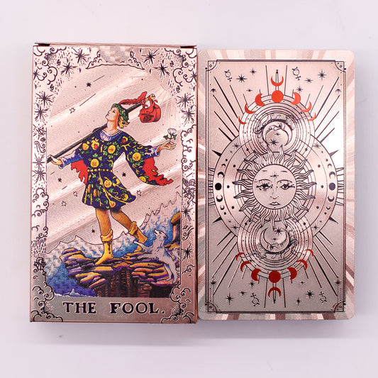 Rose Gold Foil Moon Phase Tarot Card Set | Guidebook Included