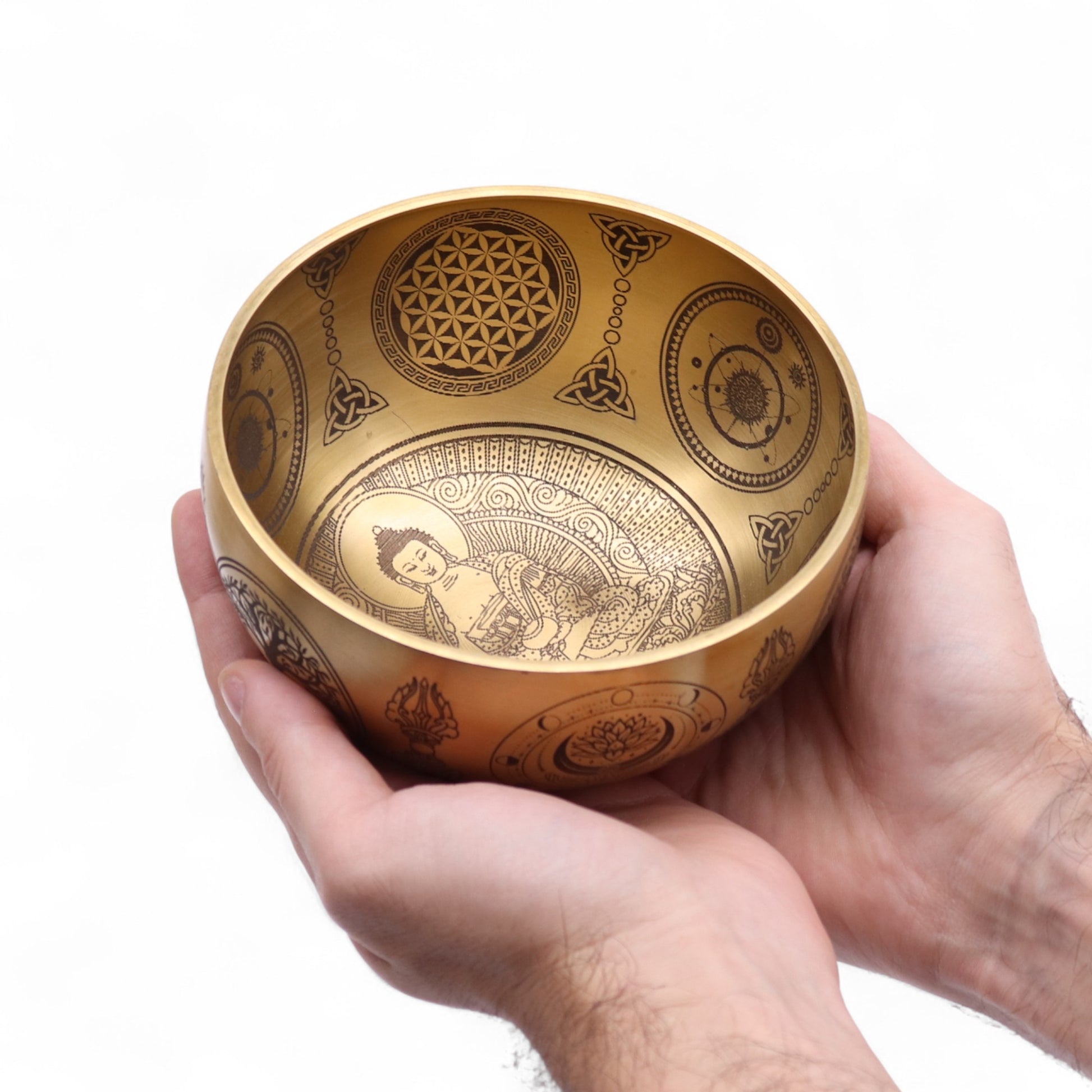Pure Brass Etched Buddha Singing Bowl Set | Set of 4 - Crystal Nest
