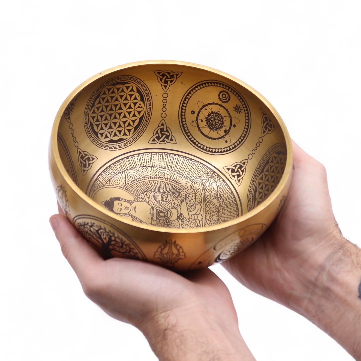 Pure Brass Etched Buddha Singing Bowl | Meditation & Sound Healing Bowl