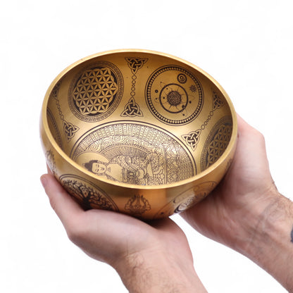 Pure Brass Etched Buddha Singing Bowl | Meditation & Sound Healing Bowl