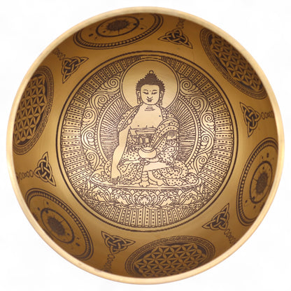 Pure Brass Etched Buddha Singing Bowl | Meditation & Sound Healing Bowl