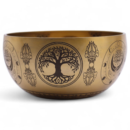 Pure Brass Etched Buddha Singing Bowl | Meditation & Sound Healing Bowl