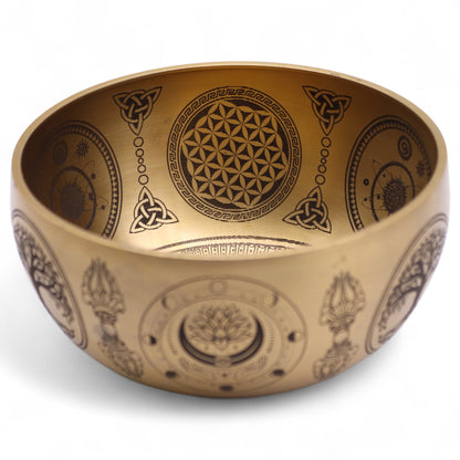 Pure Brass Etched Buddha Singing Bowl | Meditation & Sound Healing Bowl