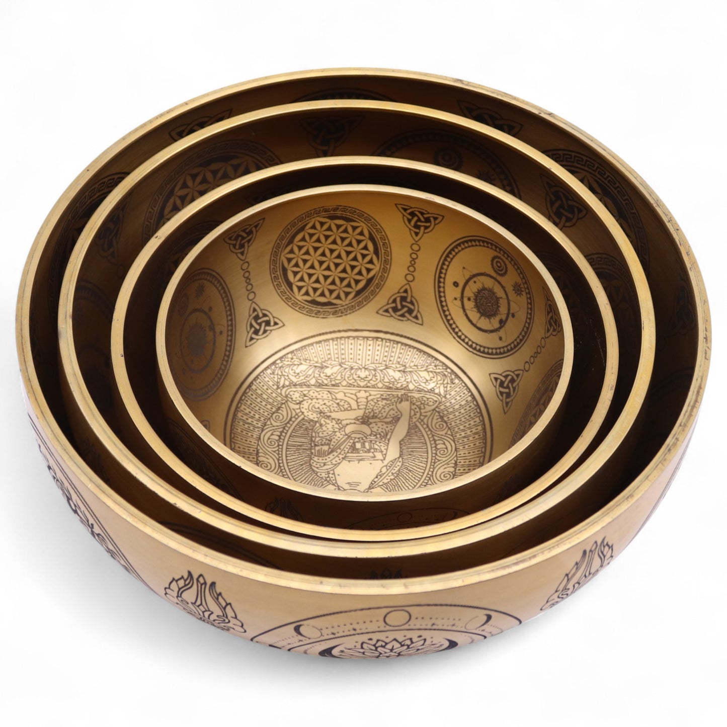 Pure Brass Etched Buddha Singing Bowl | Meditation & Sound Healing Bowl