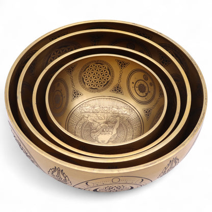 Pure Brass Etched Buddha Singing Bowl | Meditation & Sound Healing Bowl