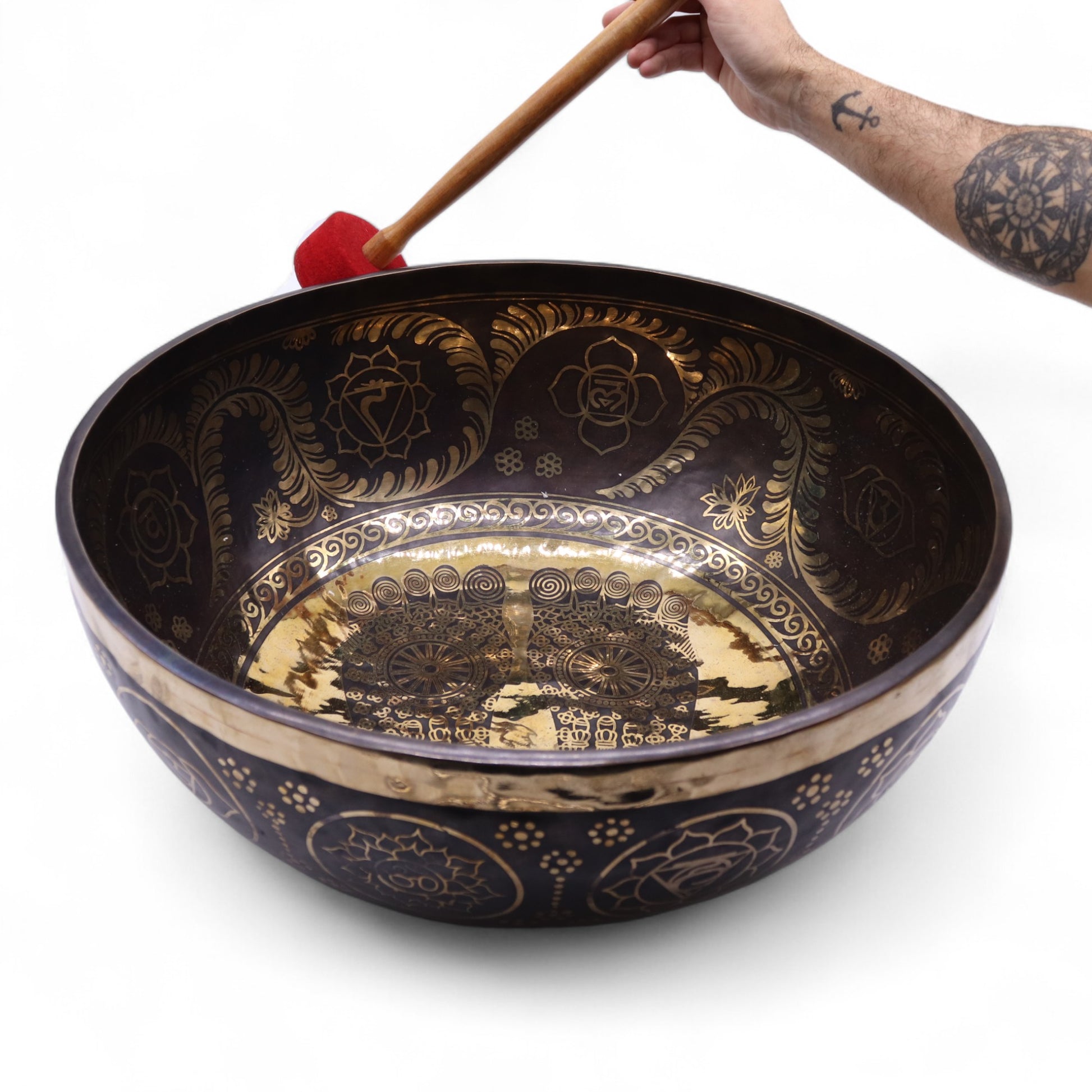 Engraved High Vibrational Standing Singing Bowl | Deep Grounding Sound Healing | 50cm - Crystal Nest