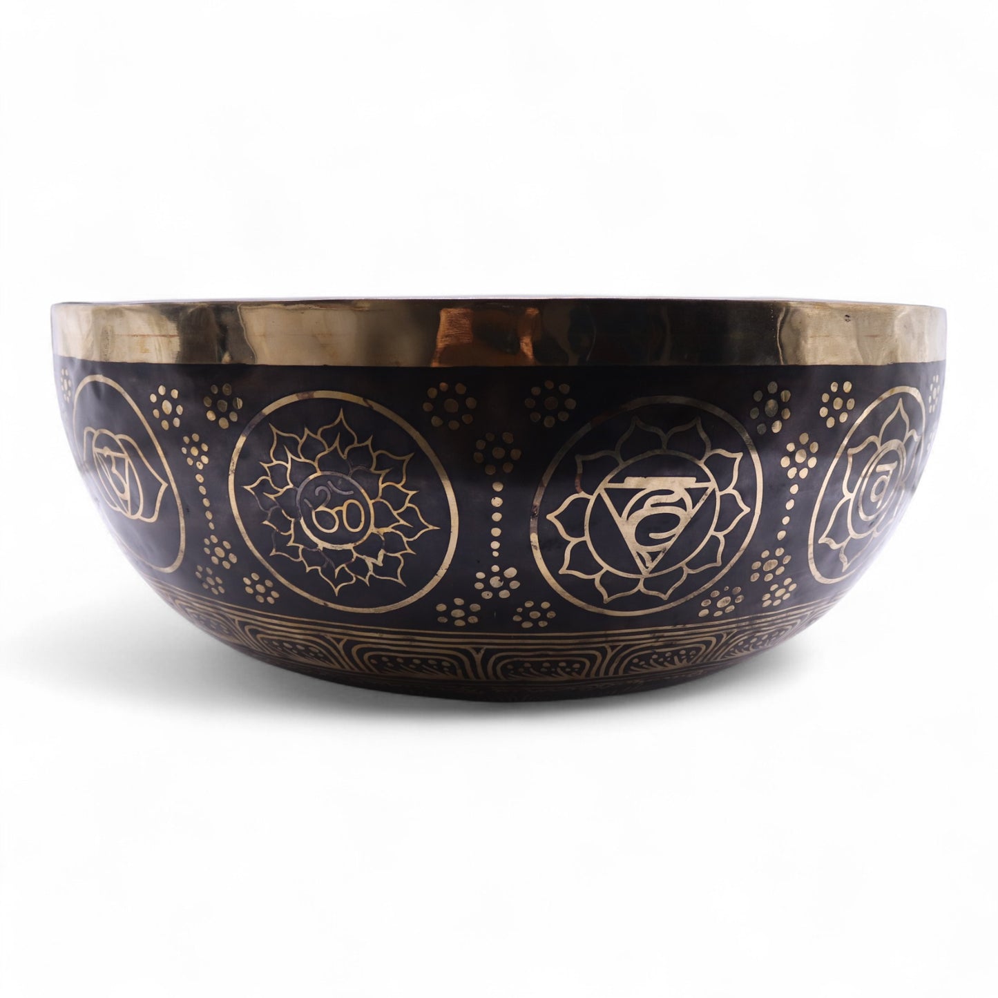 Engraved High Vibrational Standing Singing Bowl | Deep Grounding Sound Healing | 50cm - Crystal Nest
