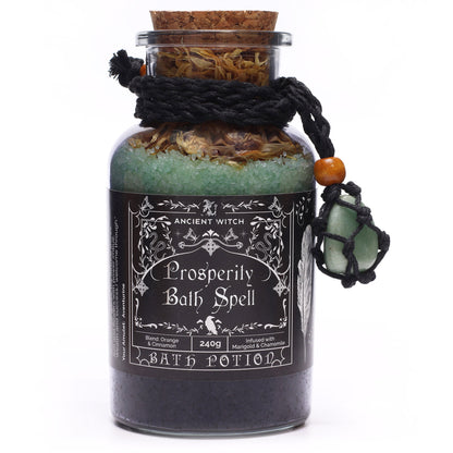 Ancient Witch Bath Spell Potion Gift Set with Crystal Amulet