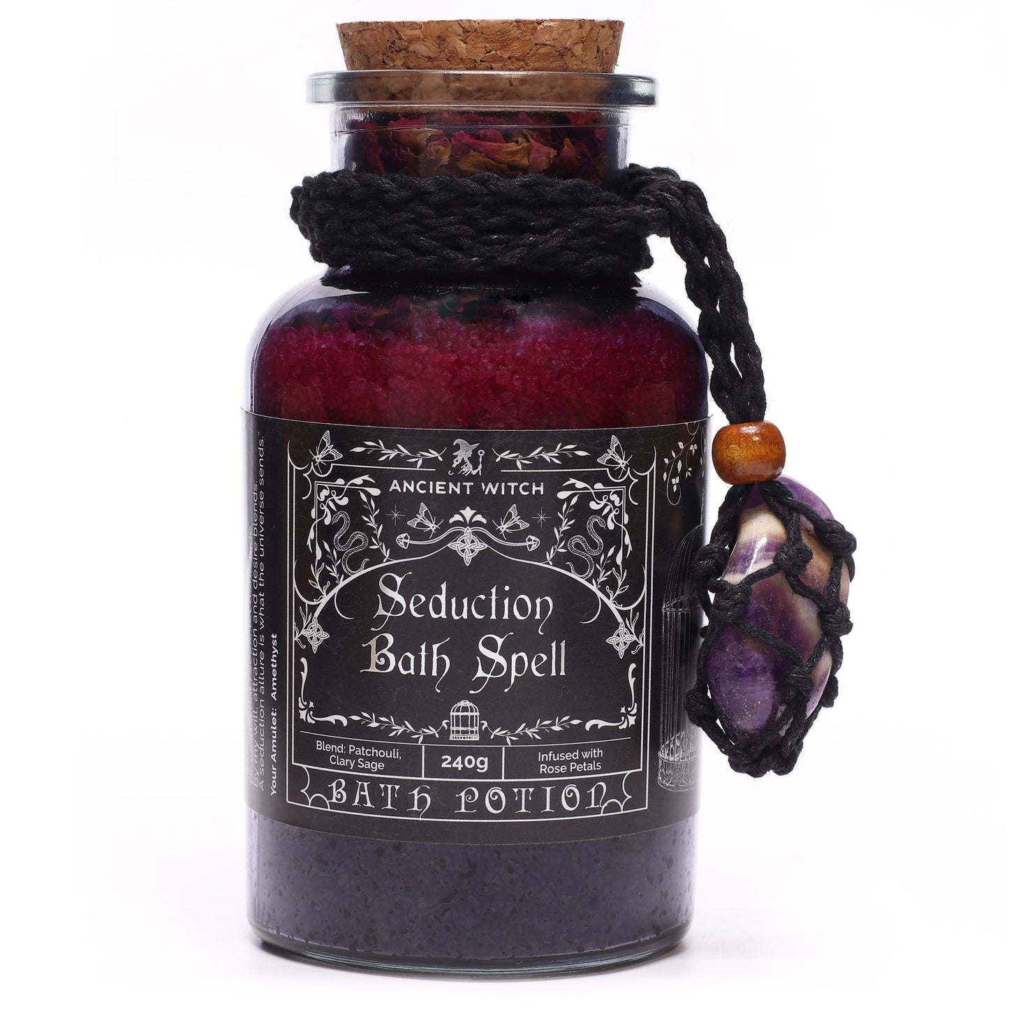 Ancient Witch Bath Spell Potion Gift Set with Crystal Amulet