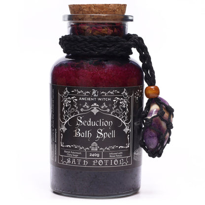 Ancient Witch Bath Spell Potion Gift Set with Crystal Amulet