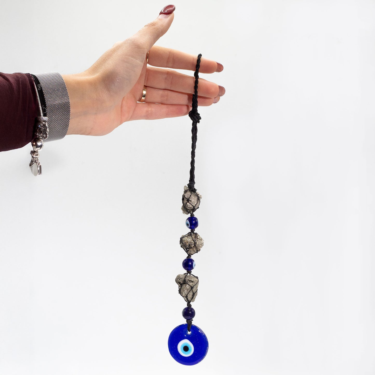 Pyrite & Evil Eye Hanging Charm | Protection & Prosperity - Crystal Nest