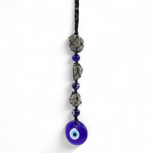 Pyrite & Evil Eye Hanging Charm | Protection & Prosperity - Crystal Nest