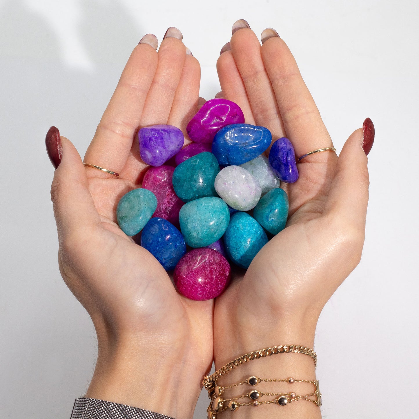 Treated Mixed Crackle Quartz Tumblestones
