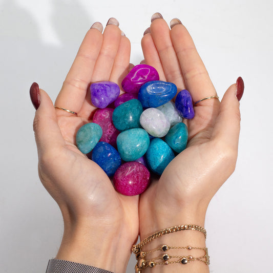 Treated Mixed Crackle Quartz Tumblestones