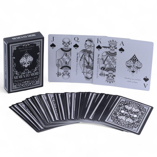 Memento Mori Gothic Playing & Oracle Cards – Skull Divination Deck | 54-Card Set