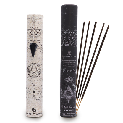 Ancient Witch Success Spell Incense | Oud with Black Obsidian Pendulum & Divination Map