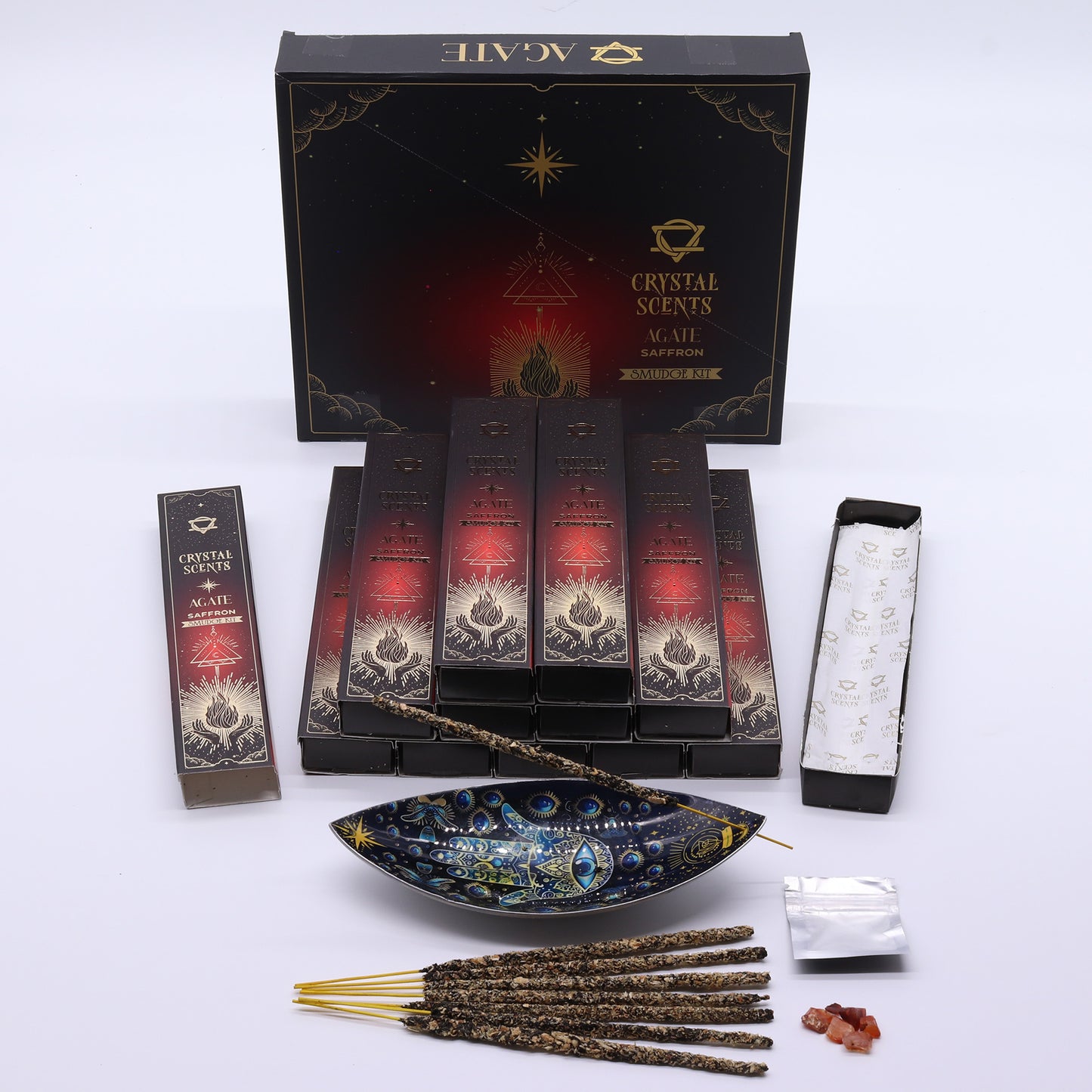 Red Agate Crystal & Saffron Scented Smudge Incense