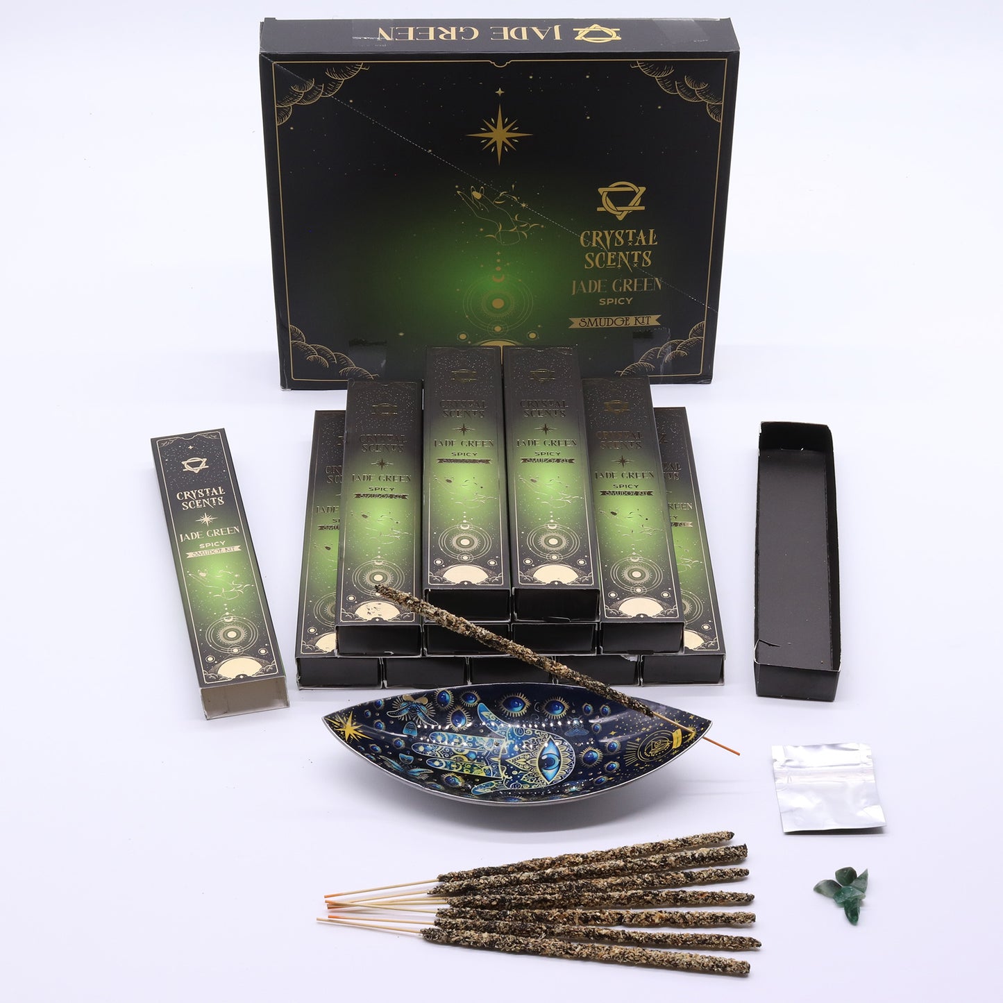 Jade Crystal & Spicy Scented Smudge Incense