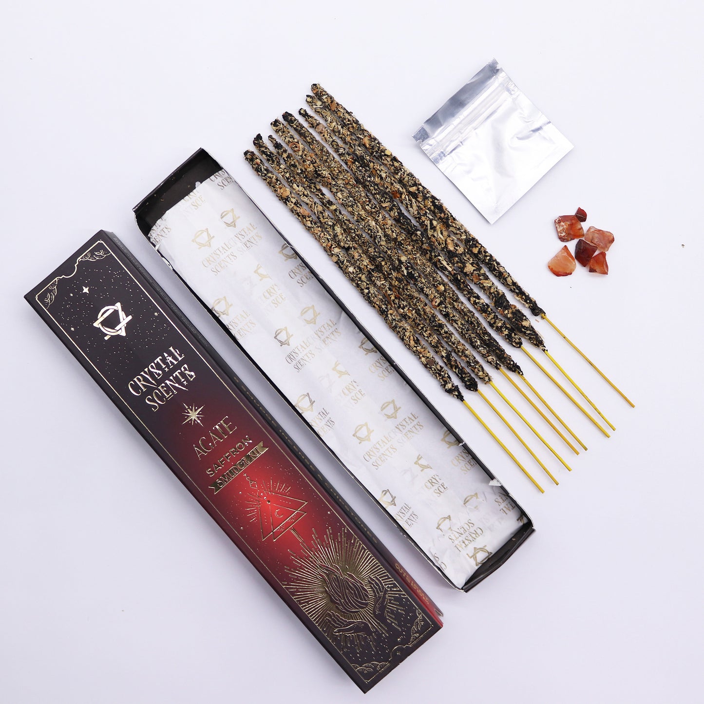 Red Agate Crystal & Saffron Scented Smudge Incense