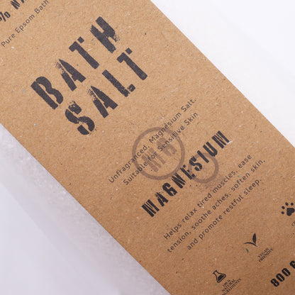 Pure Magnesium Epsom Bath Salts | Unfragranced Soak for Sensitive Skin | 800g