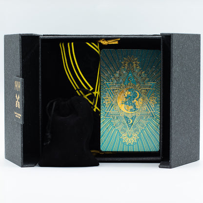 Gold & Turquoise Foil Tarot Card Gift Set | Tarot Deck with Guidebook, Crystals & Tarot Cloth