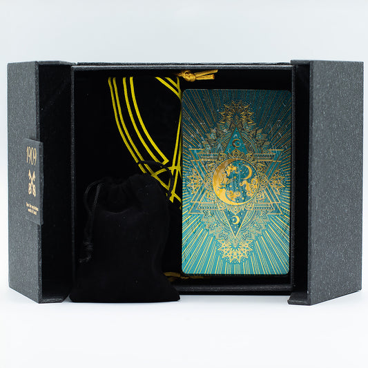 Gold & Turquoise Foil Tarot Card Gift Set | Tarot Deck with Guidebook, Crystals & Tarot Cloth