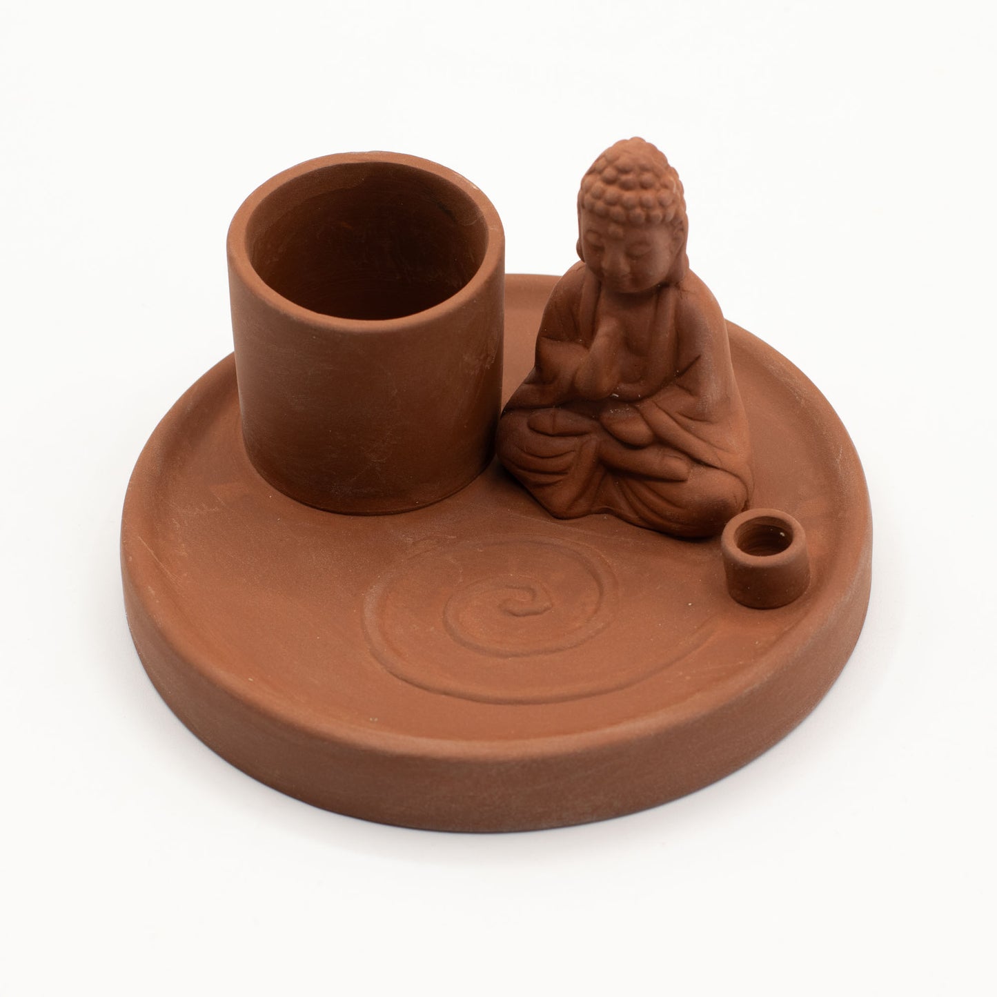 Terracotta Buddha Incense Plate | Ceramic Incense & Wand Holder
