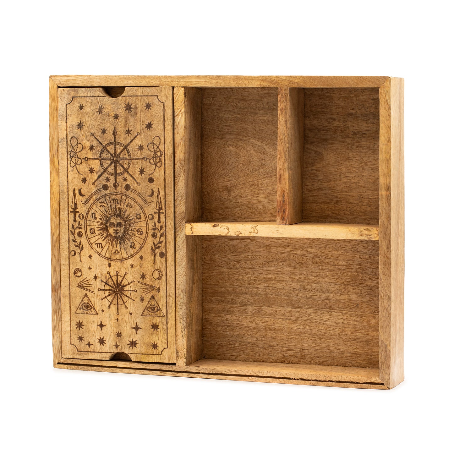 4-Section Tarot Storage Box with Card Display - Crystal Nest