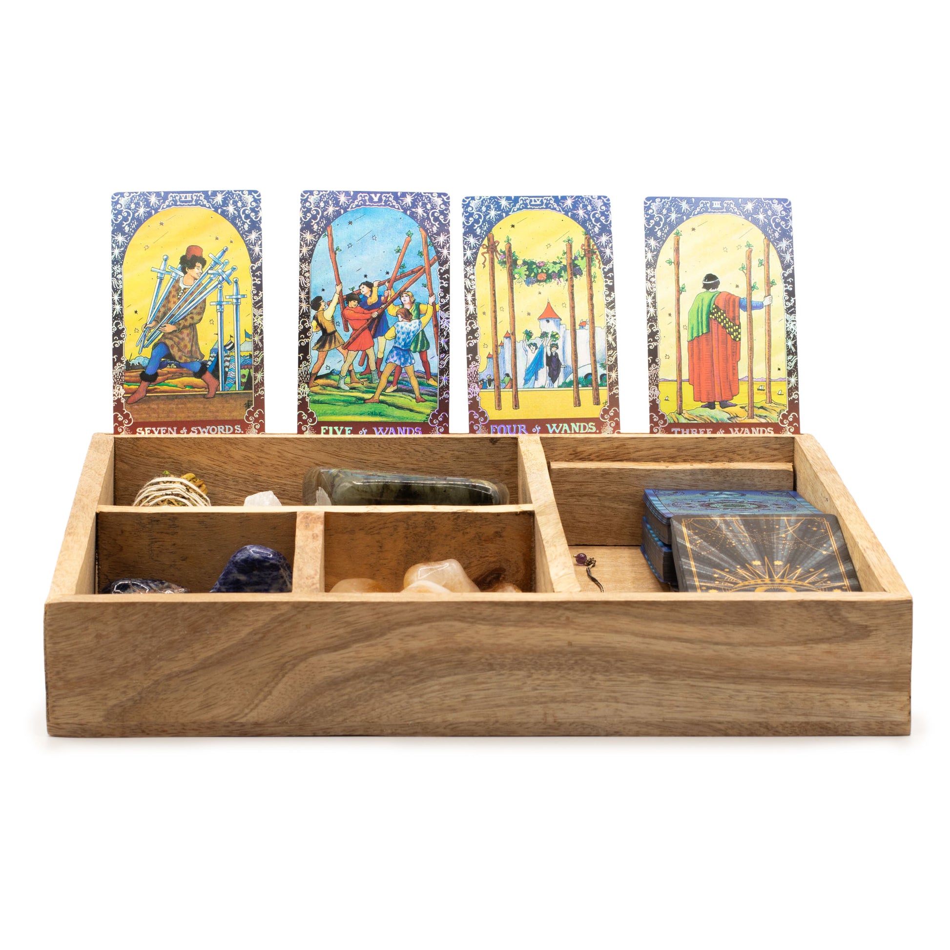 4-Section Tarot Storage Box with Card Display - Crystal Nest