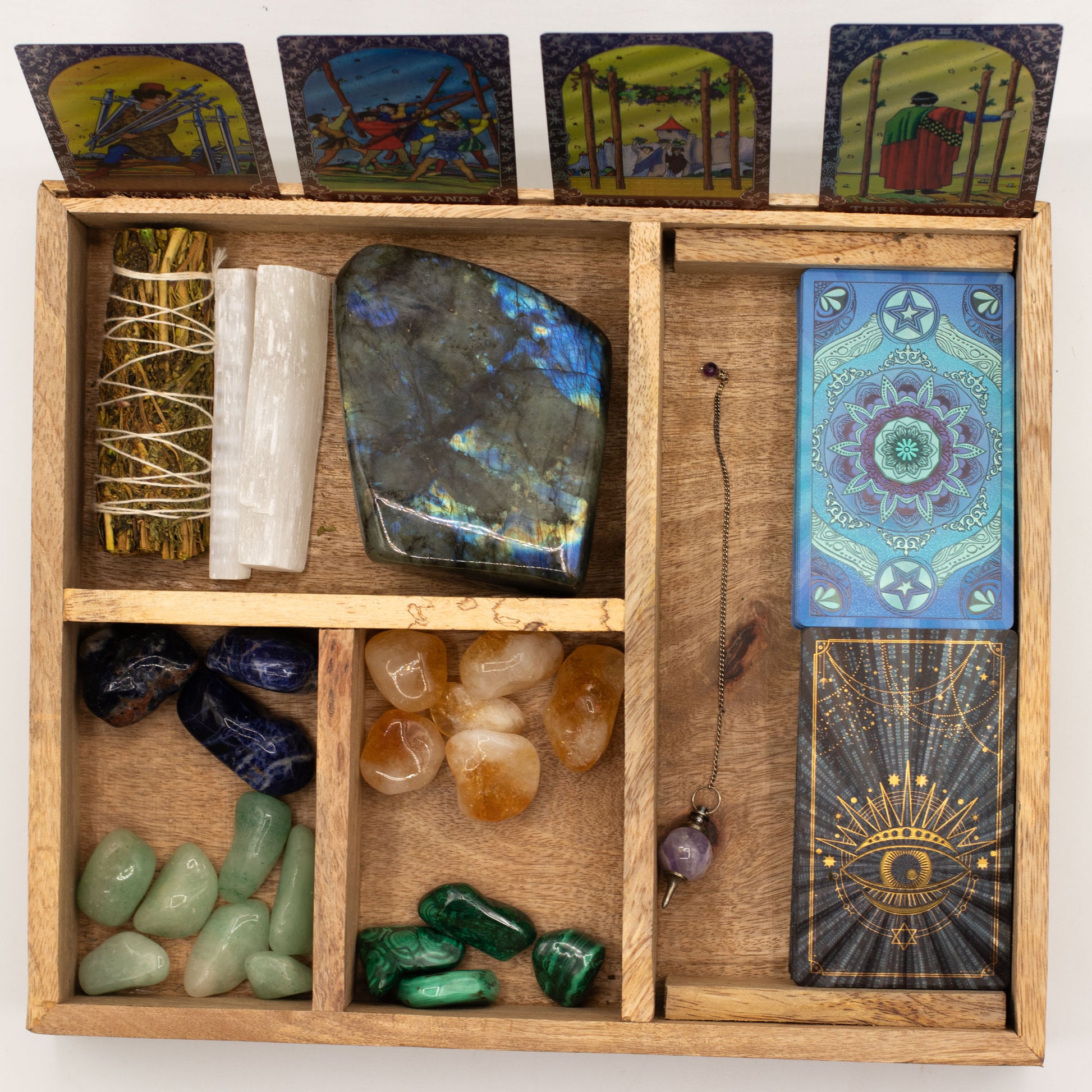 4-Section Tarot Storage Box with Card Display - Crystal Nest