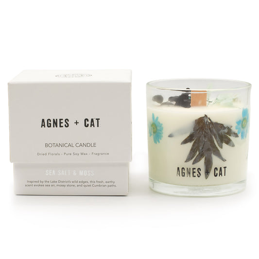 Sea Salt & Moss Botanical Soy Candle | Fresh Coastal Luxury Candle - Crystal Nest