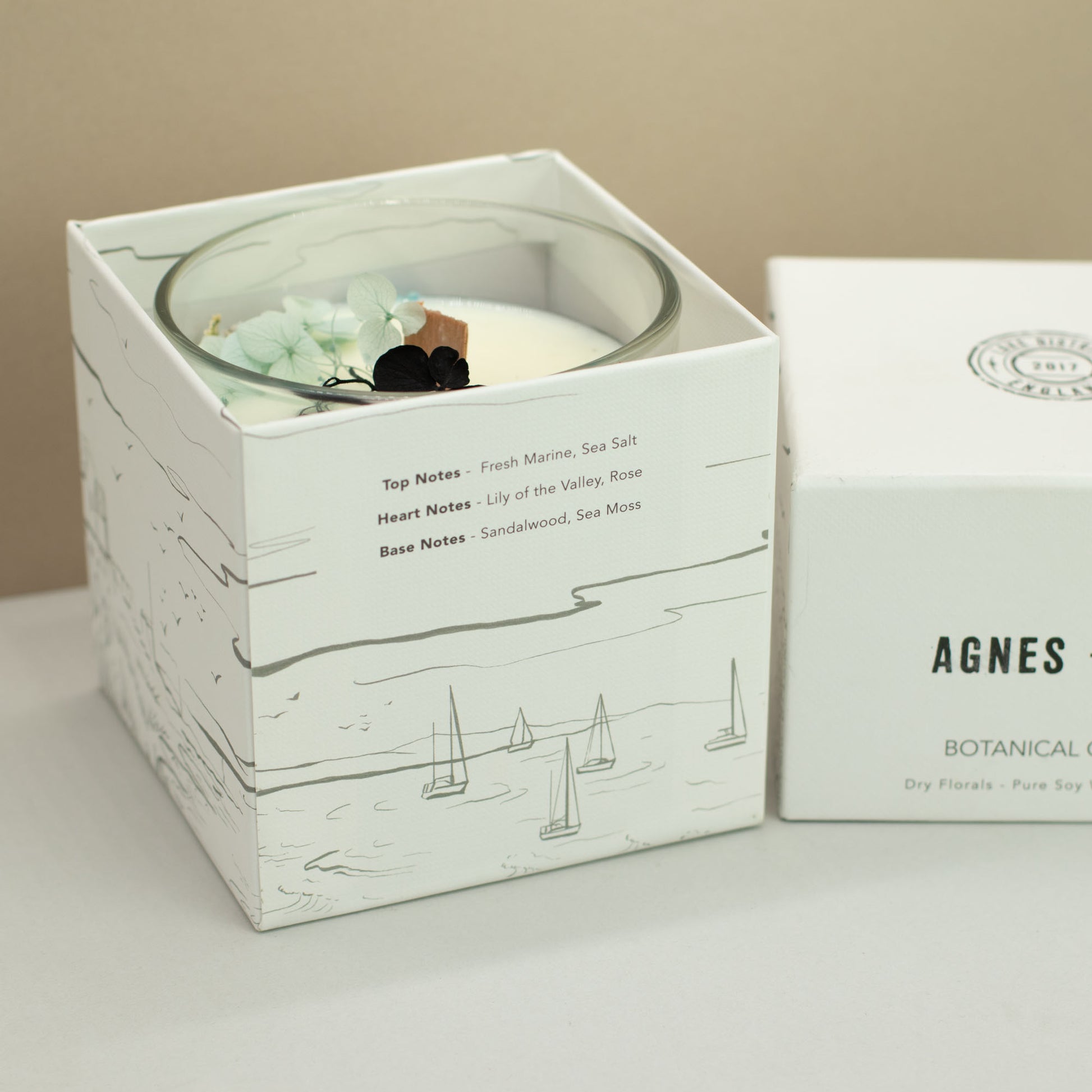 Sea Salt & Moss Botanical Soy Candle | Fresh Coastal Luxury Candle - Crystal Nest