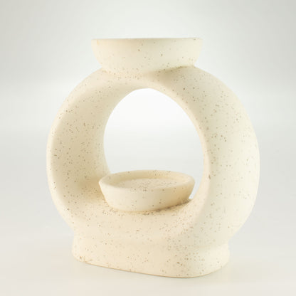 Speckled Off-White Ceramic Oil Burner | Zen Wax Melt & Essential Oil Burner - Crystal Nest