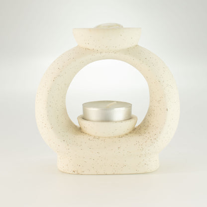 Speckled Off-White Ceramic Oil Burner | Zen Wax Melt & Essential Oil Burner - Crystal Nest
