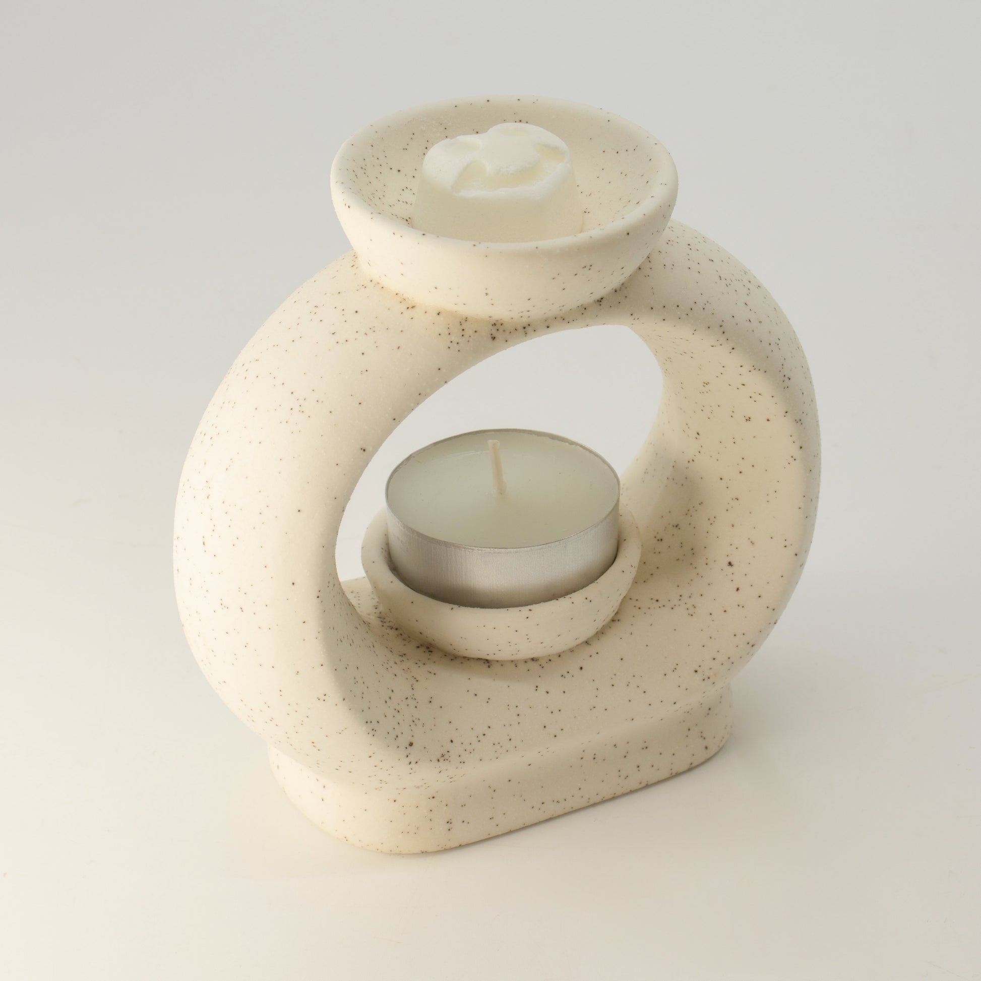 Speckled Off-White Ceramic Oil Burner | Zen Wax Melt & Essential Oil Burner - Crystal Nest